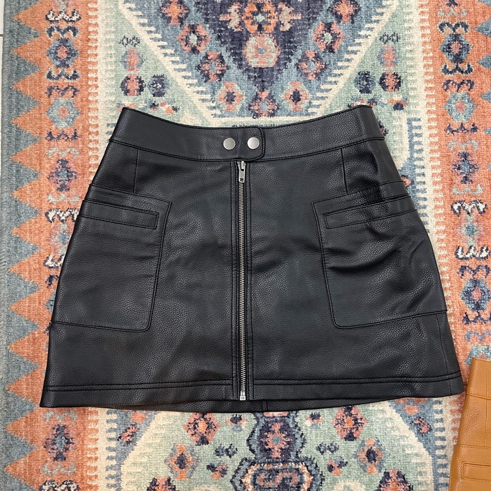 Free People Leather Mini Skirt